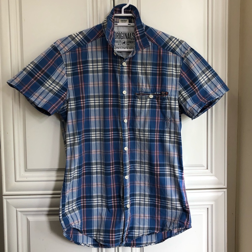 EUC Jack & Jones plaid button shirt s/s